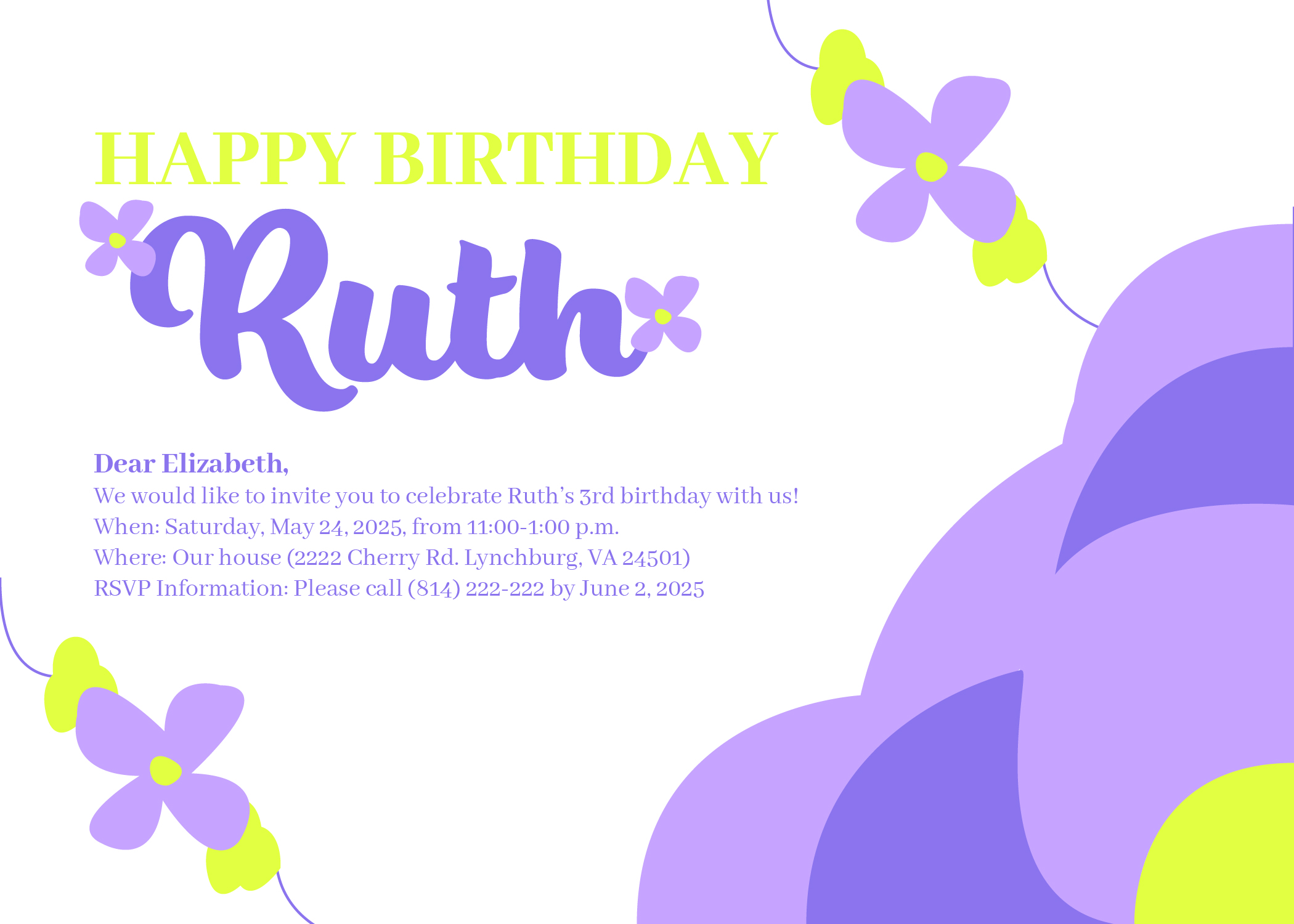 Little Girl Happy Birthday Invitation