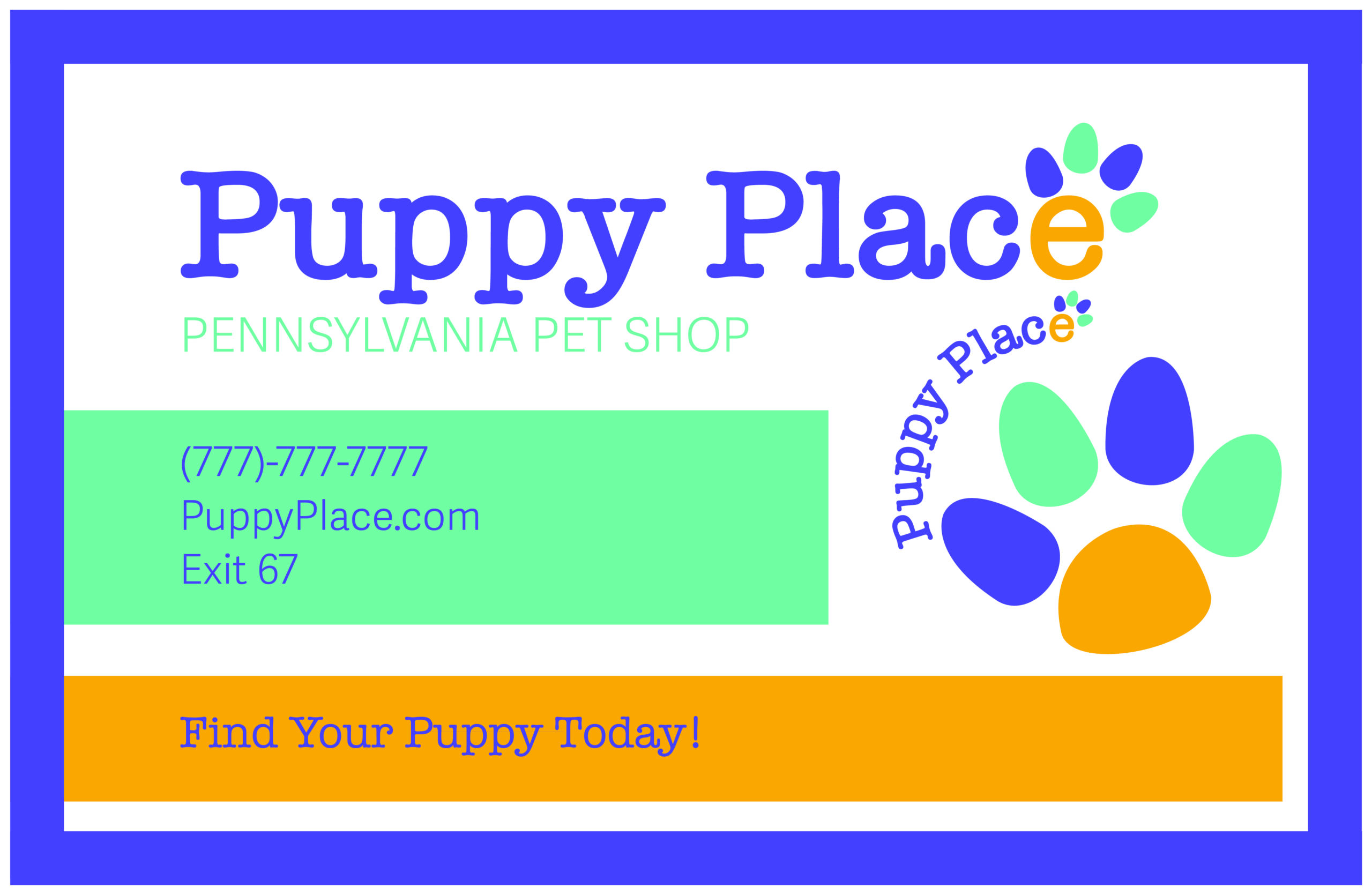 Puppy Place Business Card and Billboard